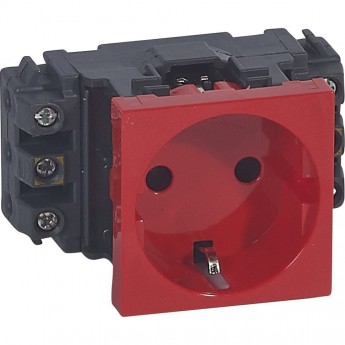 Розетка LEGRAND 2К+3 Программа Mosaic для монтажа на кабель-каналах с винтовыми зажимами красный