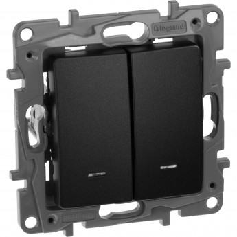 Выключатель/переключатель LEGRAND Etika Plus двухклавишный с подсветкой 10 A 250 В антрацит