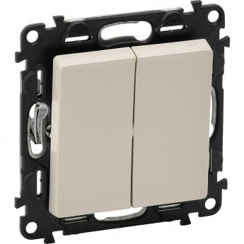 Переключатель LEGRAND Valena LIFE двухклавишный 10А 250В с лицевой панелью безвинтовые зажимы слоновая кость