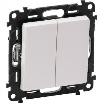 Выключатель LEGRAND Valena LIFE двухклавишный 10А 250В с лицевой панелью безвинтовые зажимы белый