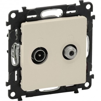 Розетка LEGRAND Valena LIFE проходная TV-SAT 1,5дБ/14дБ диапазоны 5-862МГц/950-2400 МГц с лицевой панелью слоновая кость