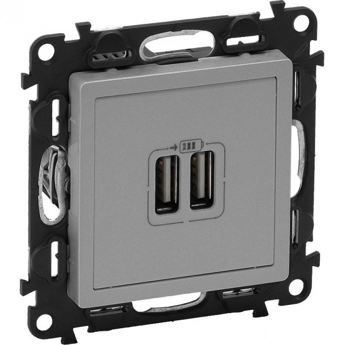 Зарядное устройство LEGRAND Valena LIFE с двумя USB-разъемами 240В/5В 1500мА с лицевой панелью алюминий 753612 Зарядное устройство LEGRAND Valena LIFE с двумя USB-разъемами 240В/5В 1500мА с лицевой панелью алюминий 753612