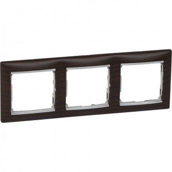 Рамка LEGRAND Valena 3 поста горизонтальный монтаж темное дерево/серебряный штрих