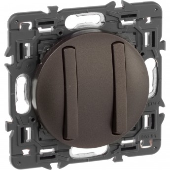 Выключатель LEGRAND Celiane двухклавишный 1-полюсный с тонкими клавишами графит