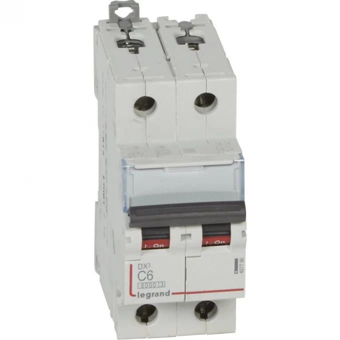 Автоматический выключатель LEGRAND DX3 2П С6A 6000/10kA 407796