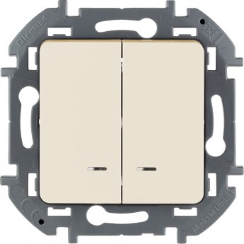 Выключатель двухклавишный LEGRAND INSPIRIA с подсветкой/индикацией 10 AX 250 В слоновая кость