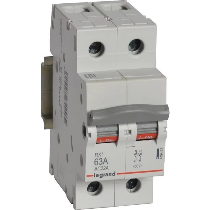 Выключатель-разъединитель LEGRAND RX3 63А 2П белый 419408 Выключатель-разъединитель LEGRAND RX3 63А 2П белый 419408